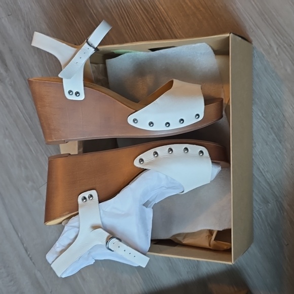 Lucky BRAND Lk-zashti Wedge Women's Sz 10m Angora Vegetable Tumbled Leather - Picture 5 of 8